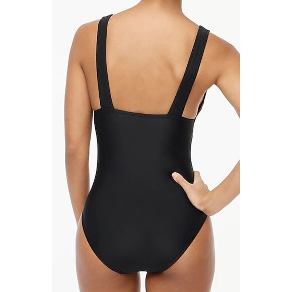 J. Crew Factory V-Neck Ruched One-Piece Swimsuit Size L NWT - Picture 4 of 8